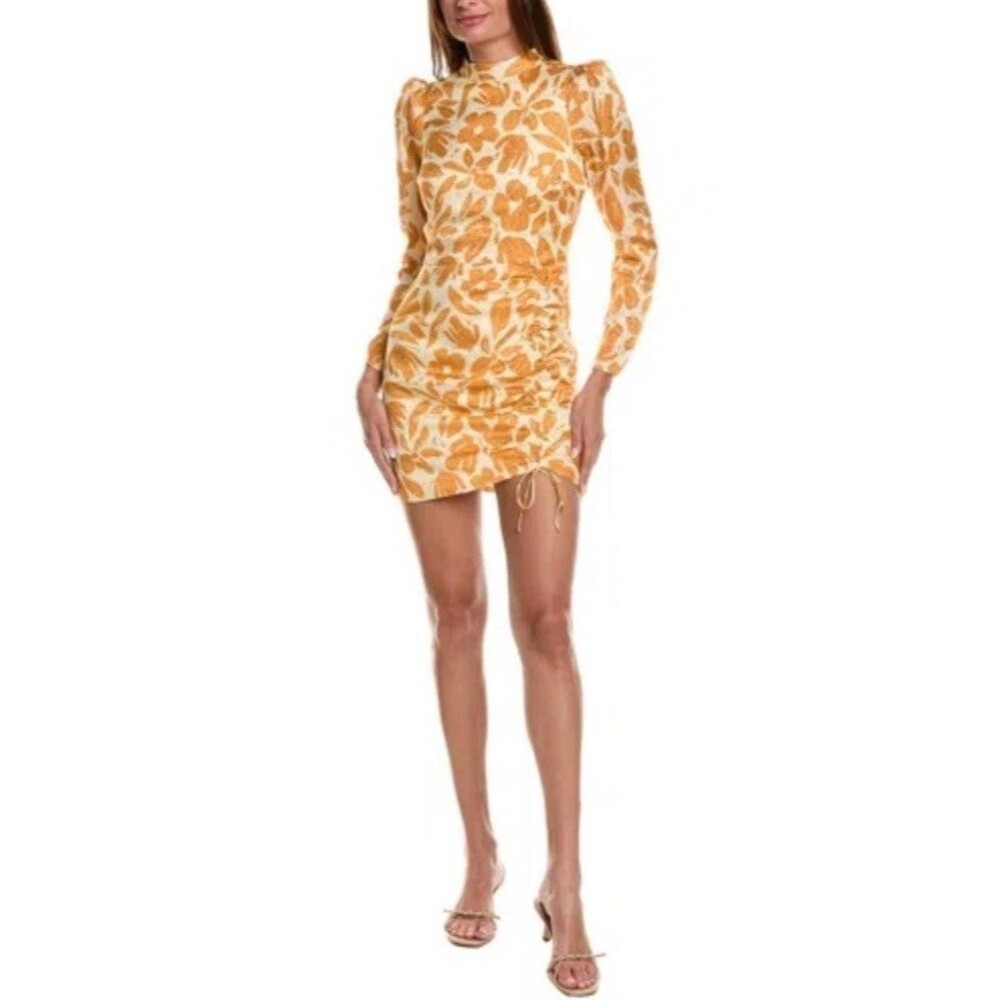 Saylor Lydie Mini Dress Yellow Long Sleeve Summer Vacation Wedding Guest S